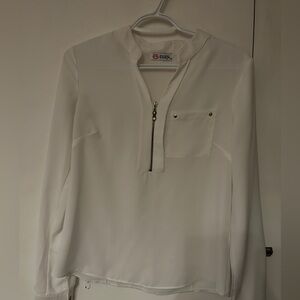 Elegant White Blouse with Zipper by